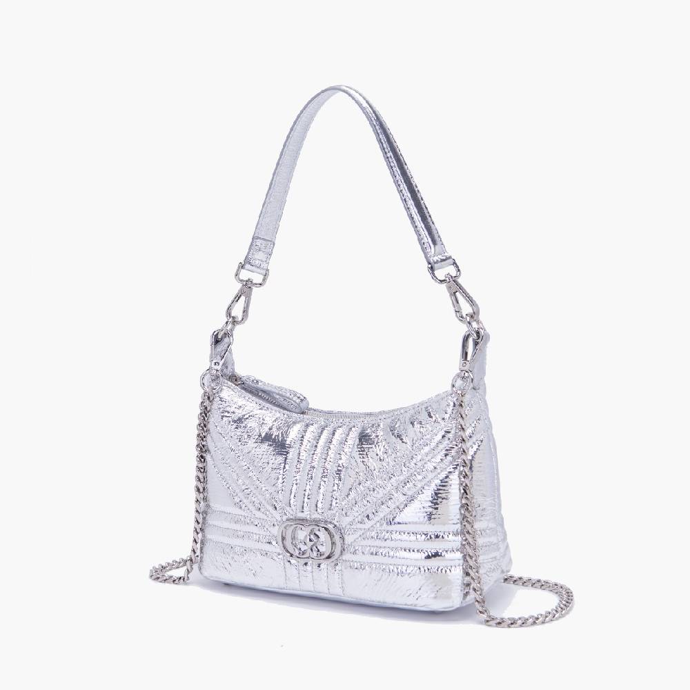 La Carrie MINI BORSA A SPALLA SHINY SILVER Outlet