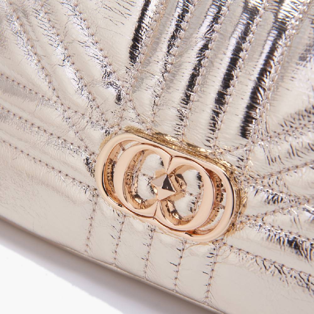 La Carrie MINI BORSA A SPALLA SHINY GOLD In Vendita