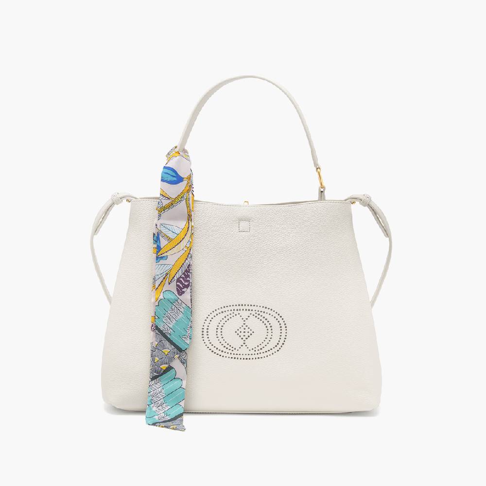 La Carrie BORSA SHOPPING DRILLED CREMA