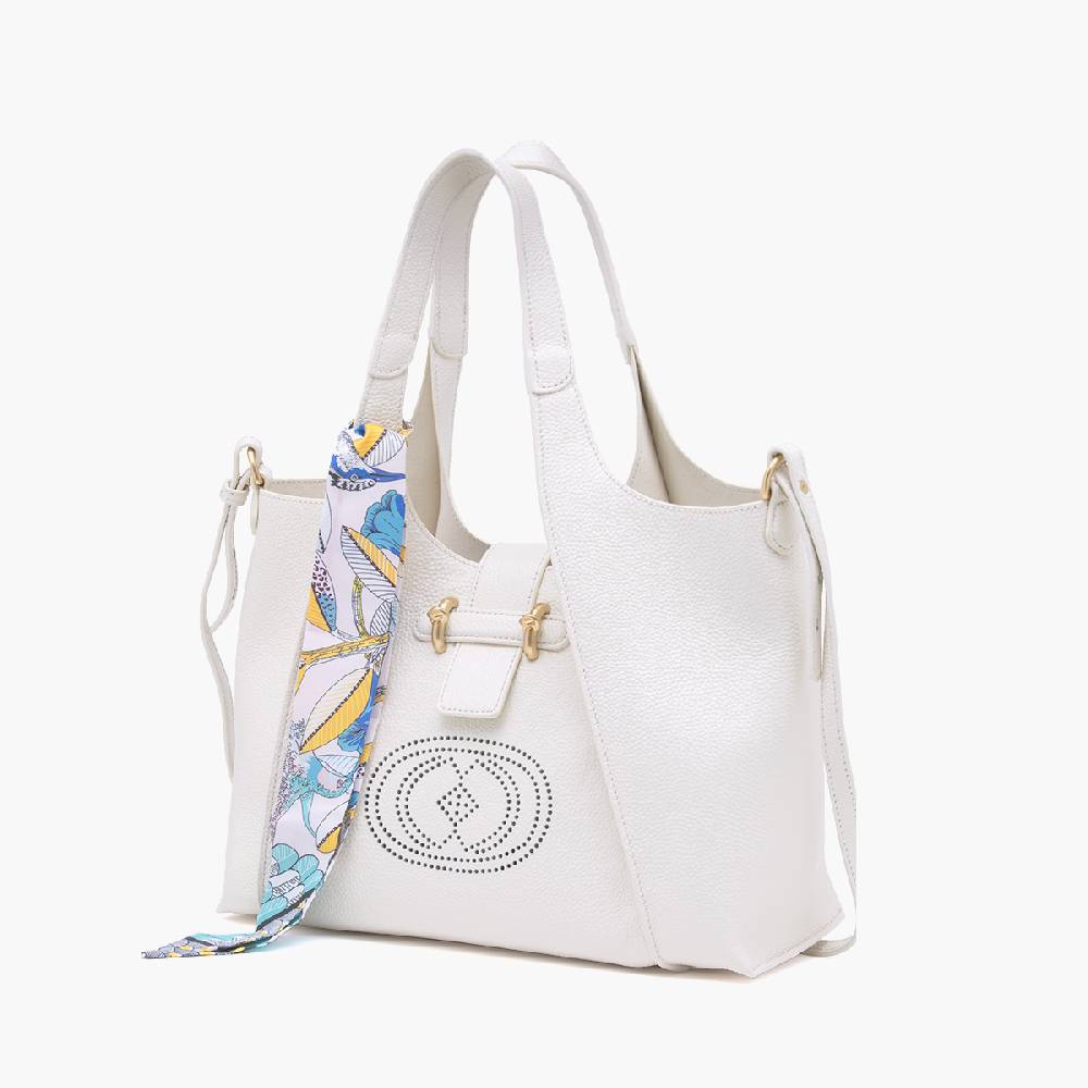 La Carrie BORSA SHOPPING DRILLED CREMA Vendite Flash