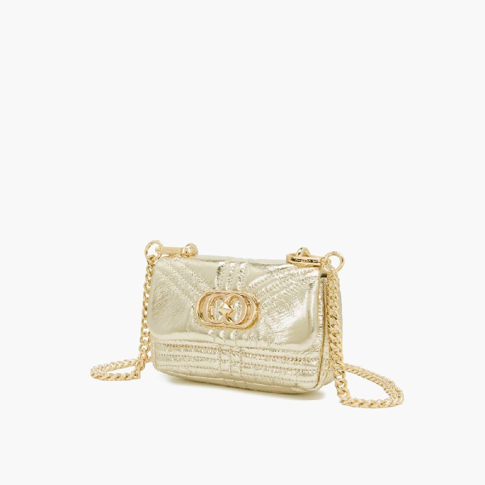 La Carrie MINI BORSA A SPALLA SHINY GOLD In Saldo