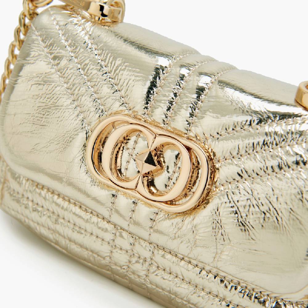 La Carrie MINI BORSA A SPALLA SHINY GOLD In Saldo