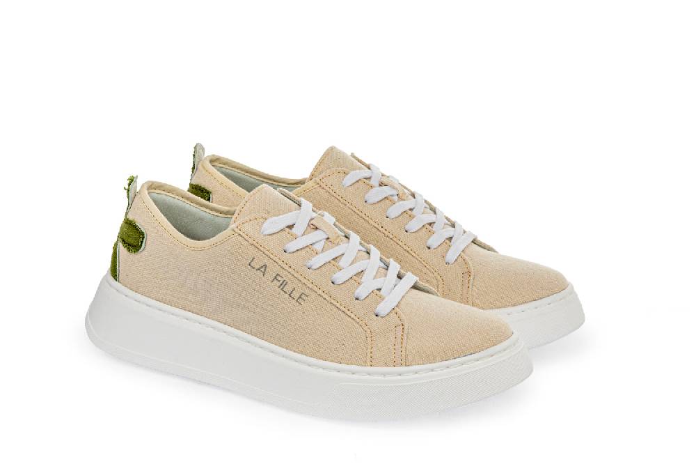L.Pucci Sneakers P91222C Ecru-Green Saldi Di Fabbrica