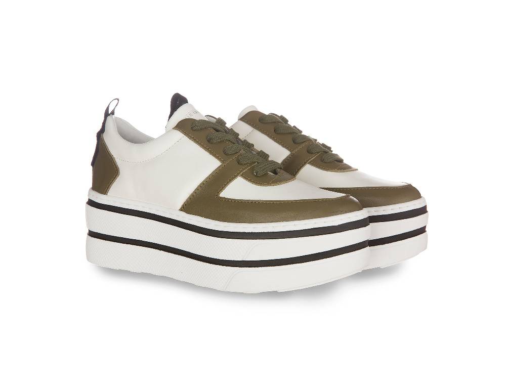L.Pucci Oklahoma Leather White-Green Aviation Saldi