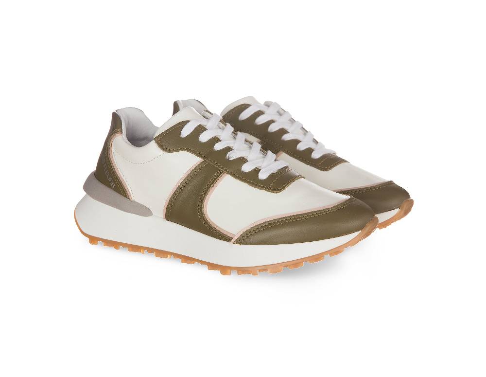 L.Pucci Missouri Leather White-Green Aviation Negozi Online