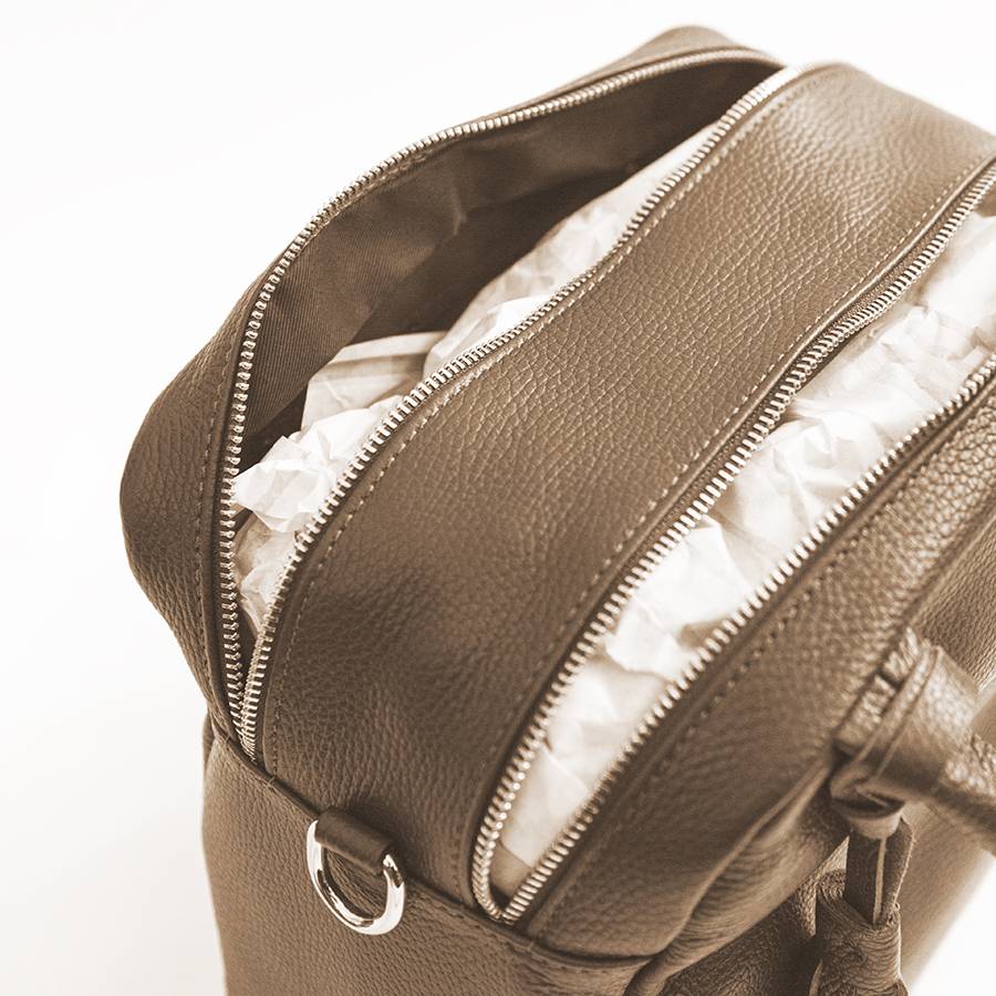 Laura Di Maggio SARA – bauletto a due zip in pelle taupe Limitato a 3 giorni