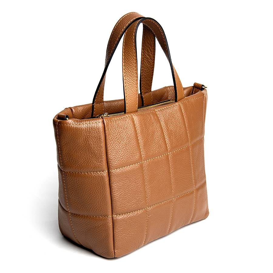 Laura Di Maggio AZZURRA – Tote bag in pelle trapuntata cuoio Fino Al -60%