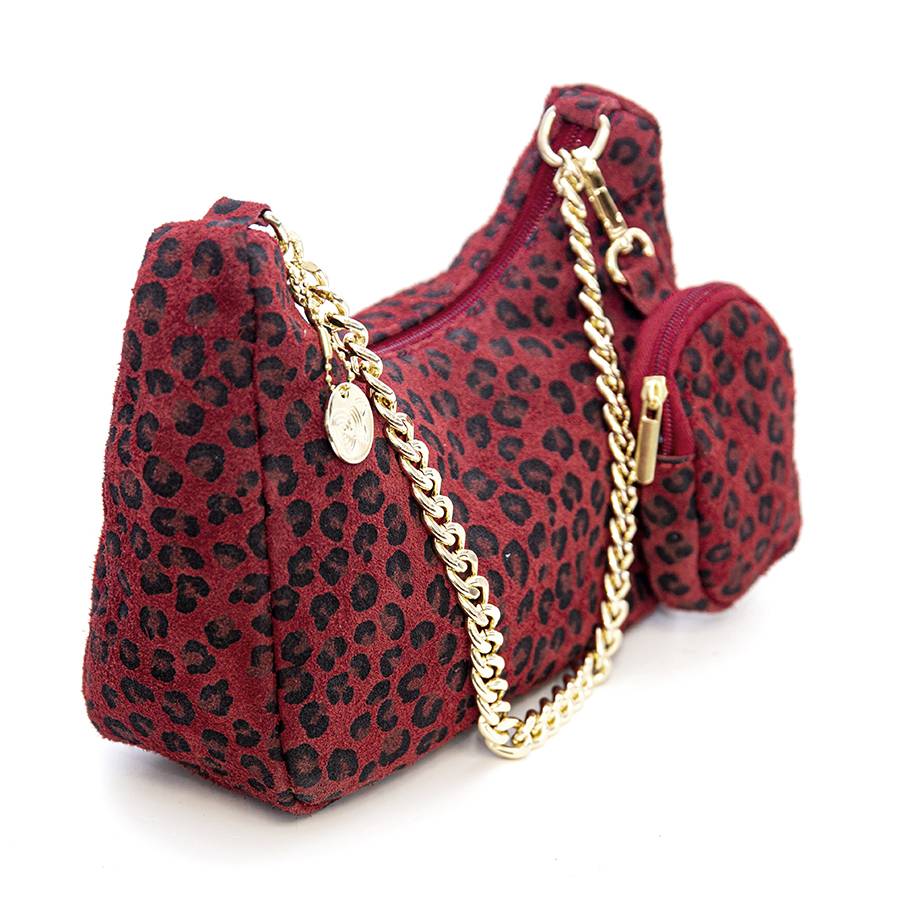 Laura Di Maggio AVANA – bag in camoscio con stampa animalier rossa I Più Venduti
