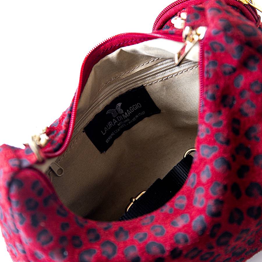 Laura Di Maggio AVANA – bag in camoscio con stampa animalier rossa I Più Venduti