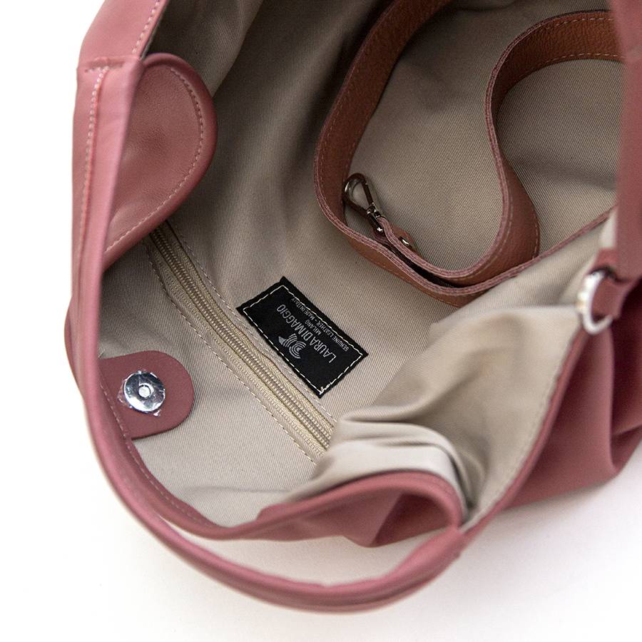 Laura Di Maggio ELSA – Sacca maxi in pelle nappa rosa malva Moda