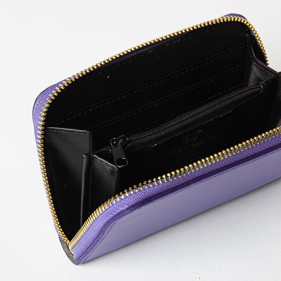 Laura Di Maggio ELEGANT MINI – portafoglio in pelle elegant viola Vendita Calda