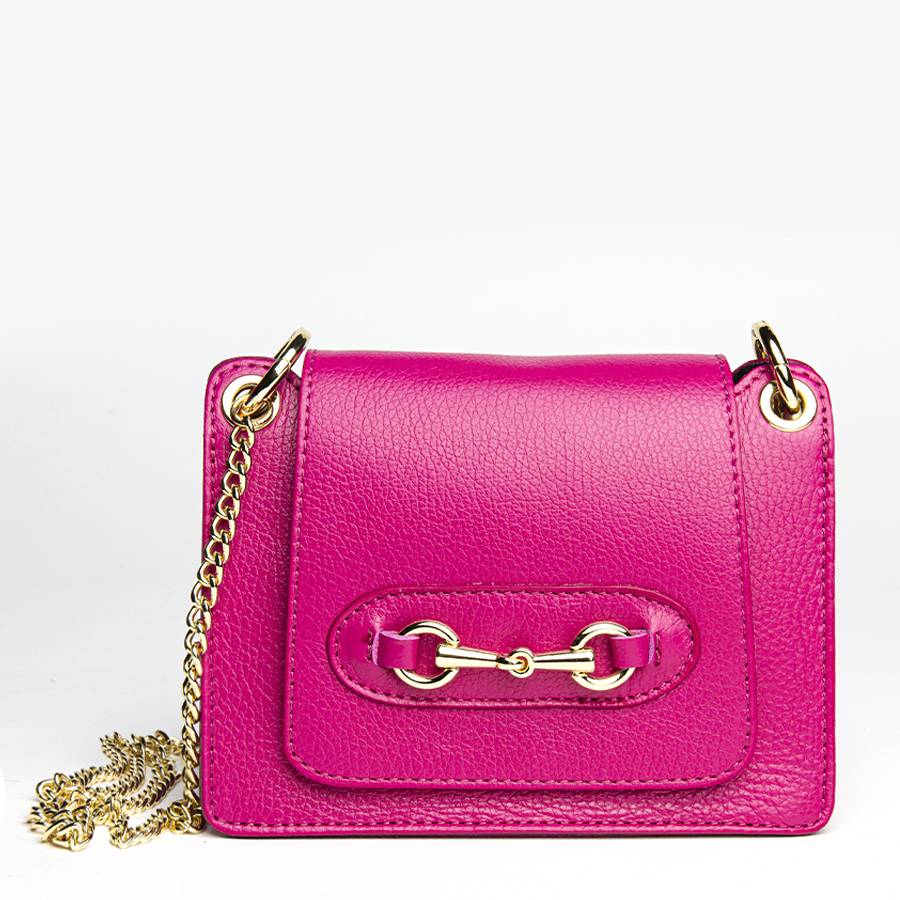Laura Di Maggio FIONA – postina in pelle con morsetto fucsia
