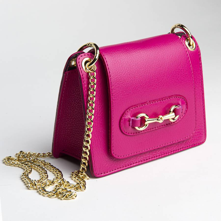 Laura Di Maggio FIONA – postina in pelle con morsetto fucsia Soddisfazione Garantita