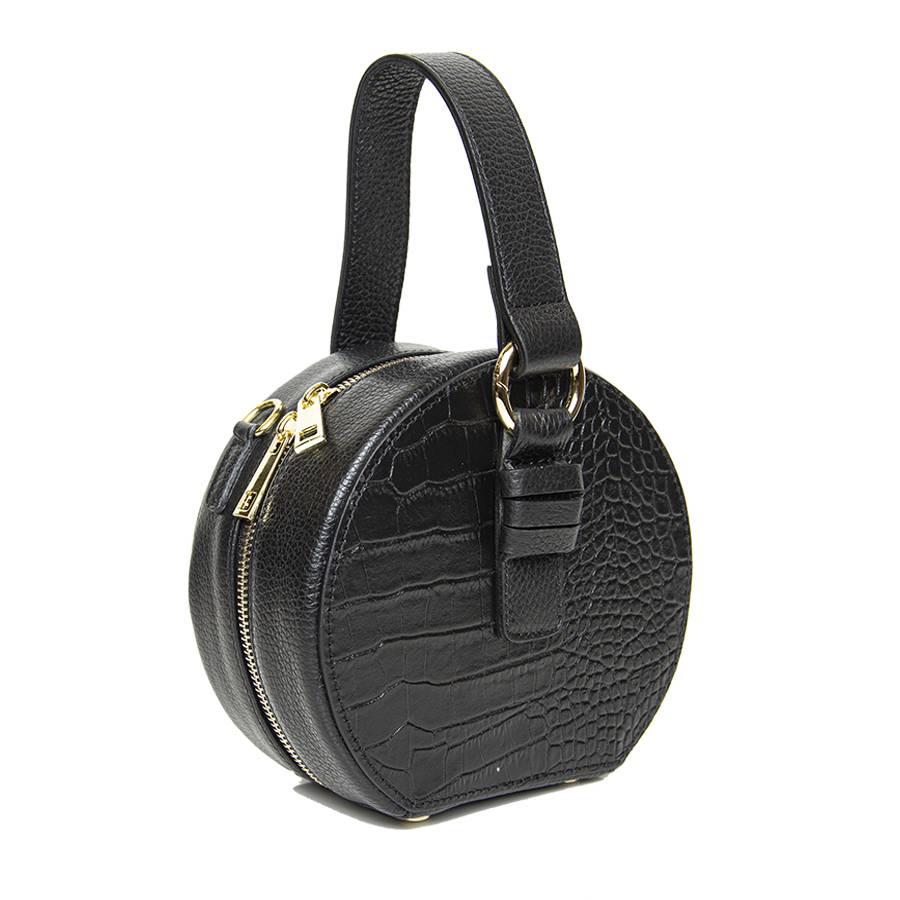 Laura Di Maggio LADY – Borsa circolare in pelle stampa cocco nera Promozione Limitata