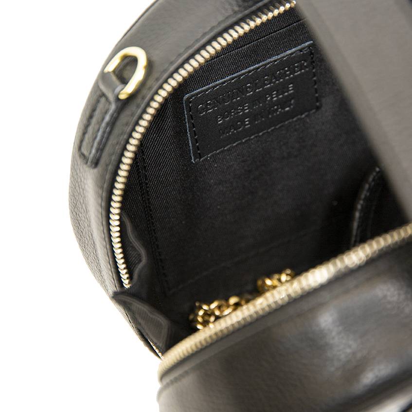 Laura Di Maggio LADY – Borsa circolare in pelle stampa cocco nera Promozione Limitata