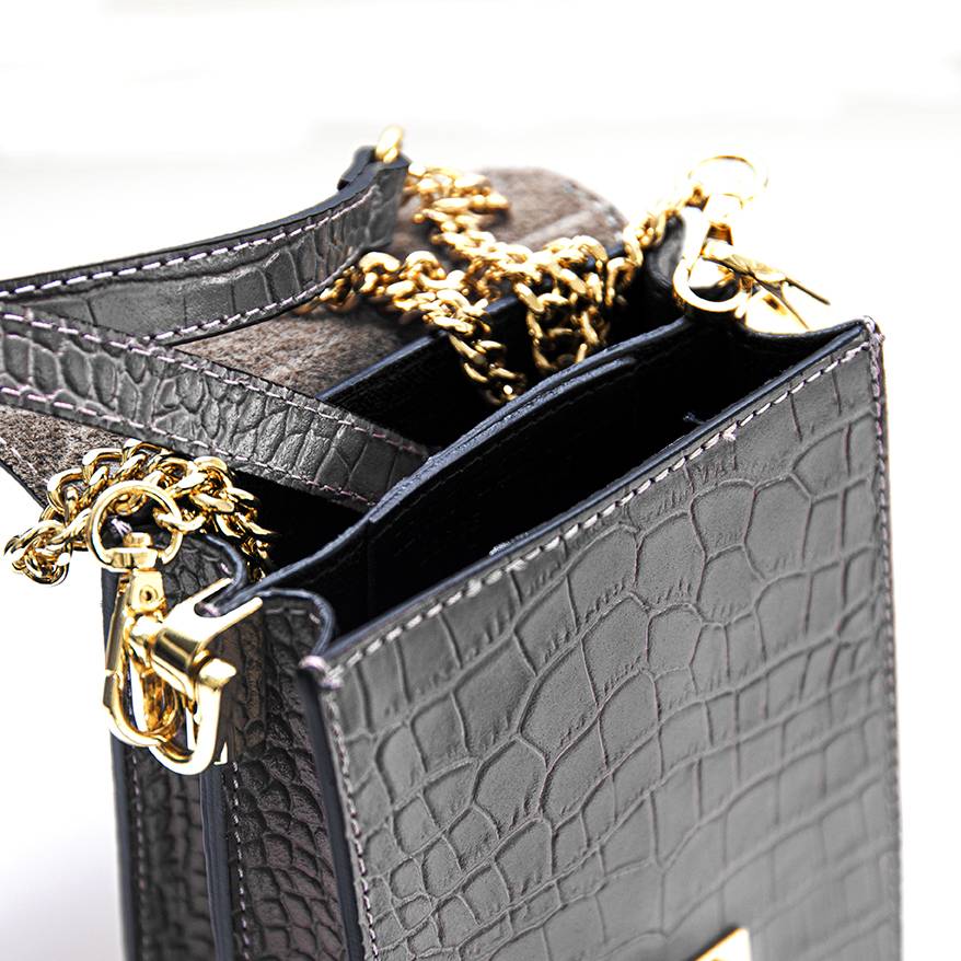 Laura Di Maggio SOIRÉE – Borsa da Sera in Pelle Stampa Cocco – Nero Shopping Online