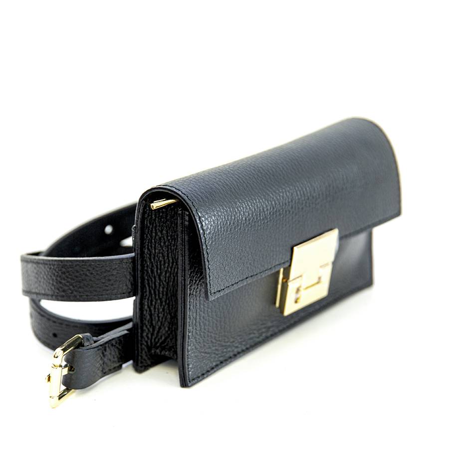 Laura Di Maggio CAROL – marsupio nero con chiusura oro Offerta