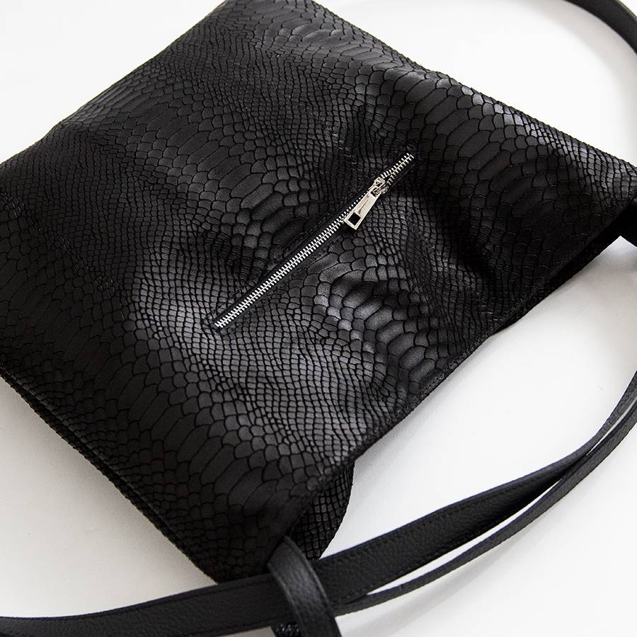 Laura Di Maggio VENICE – Zaino/borsa in pelle stampa pitone nero Vendite Flash