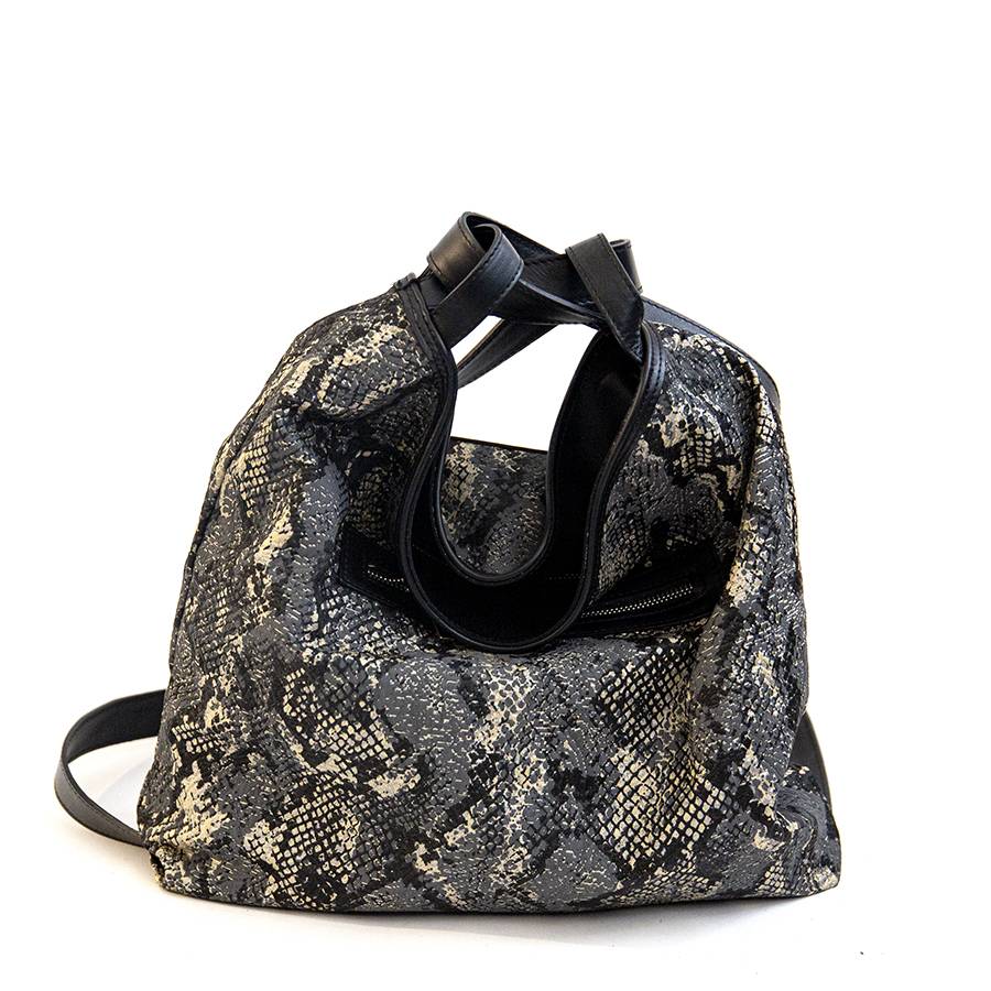 Laura Di Maggio VENICE – Zaino/borsa in pelle e tessuto pitonato