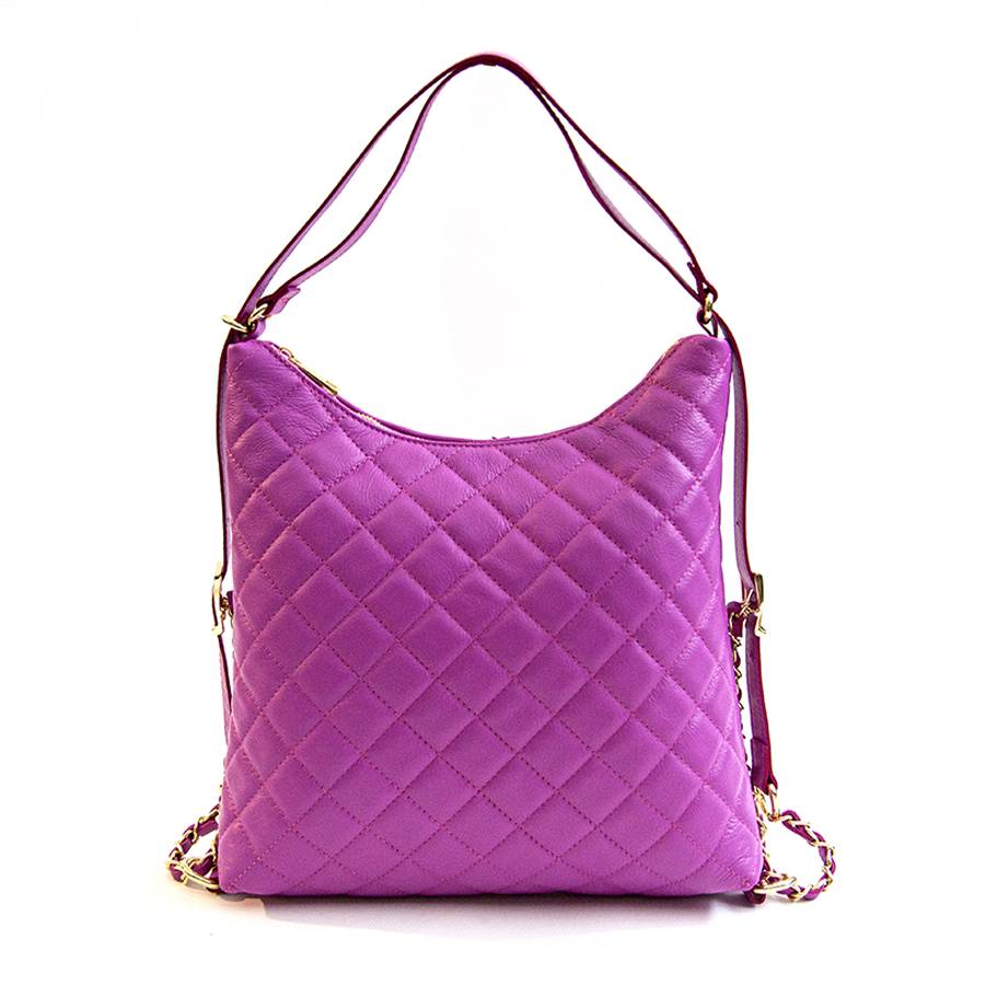 Laura Di Maggio ISABEL – Zaino/borsa in nappa trapuntata fuxia Nuovo