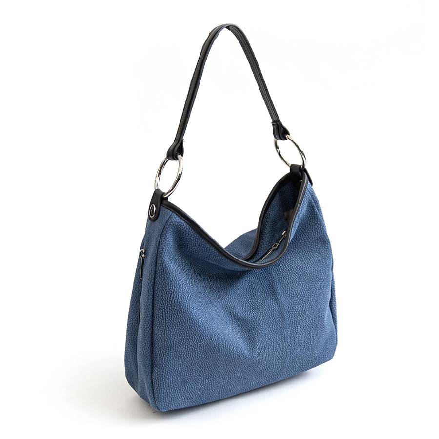 Laura Di Maggio VIVIEN – Sacca con anelli in pelle stampa tapiro blu Convenienza