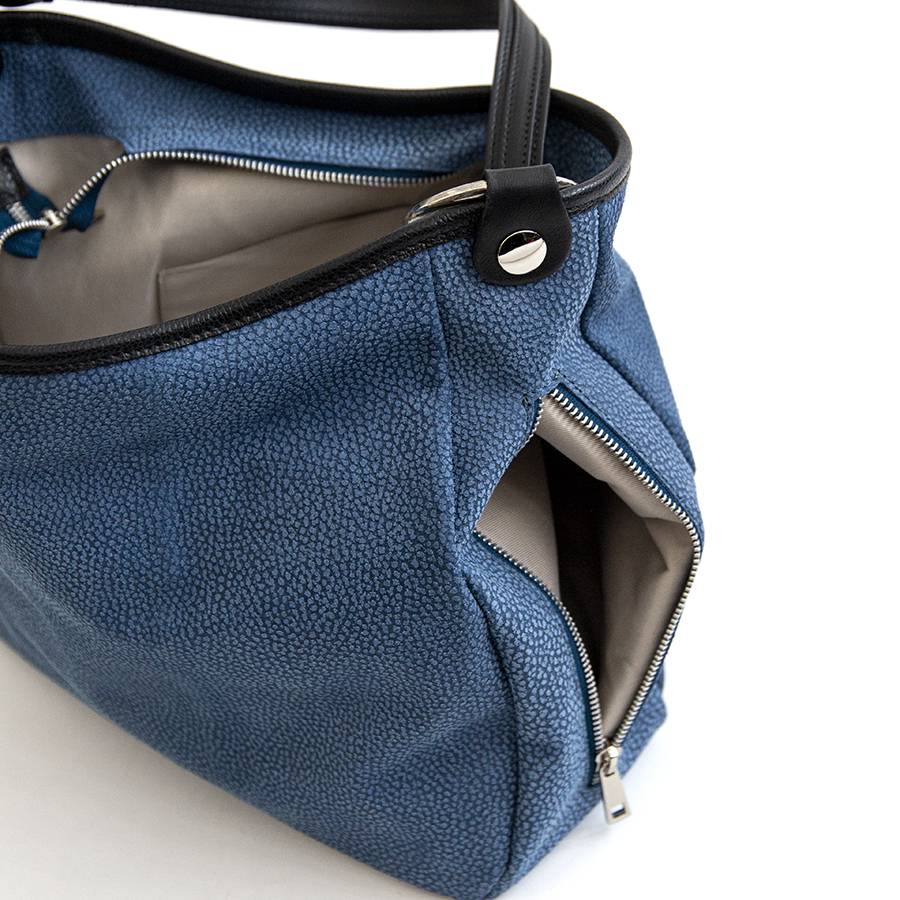 Laura Di Maggio VIVIEN – Sacca con anelli in pelle stampa tapiro blu Convenienza