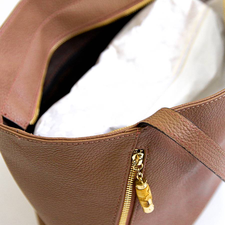 Laura Di Maggio BAMBU’ SHOPPER – Borsa in pelle cuoio In Vendita