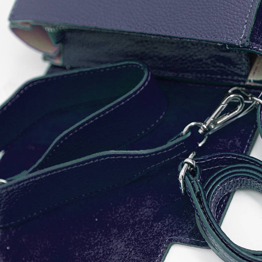 Laura Di Maggio BIJOUX – Postina in pelle dollaro e camoscio blu Prezzo di fabbrica