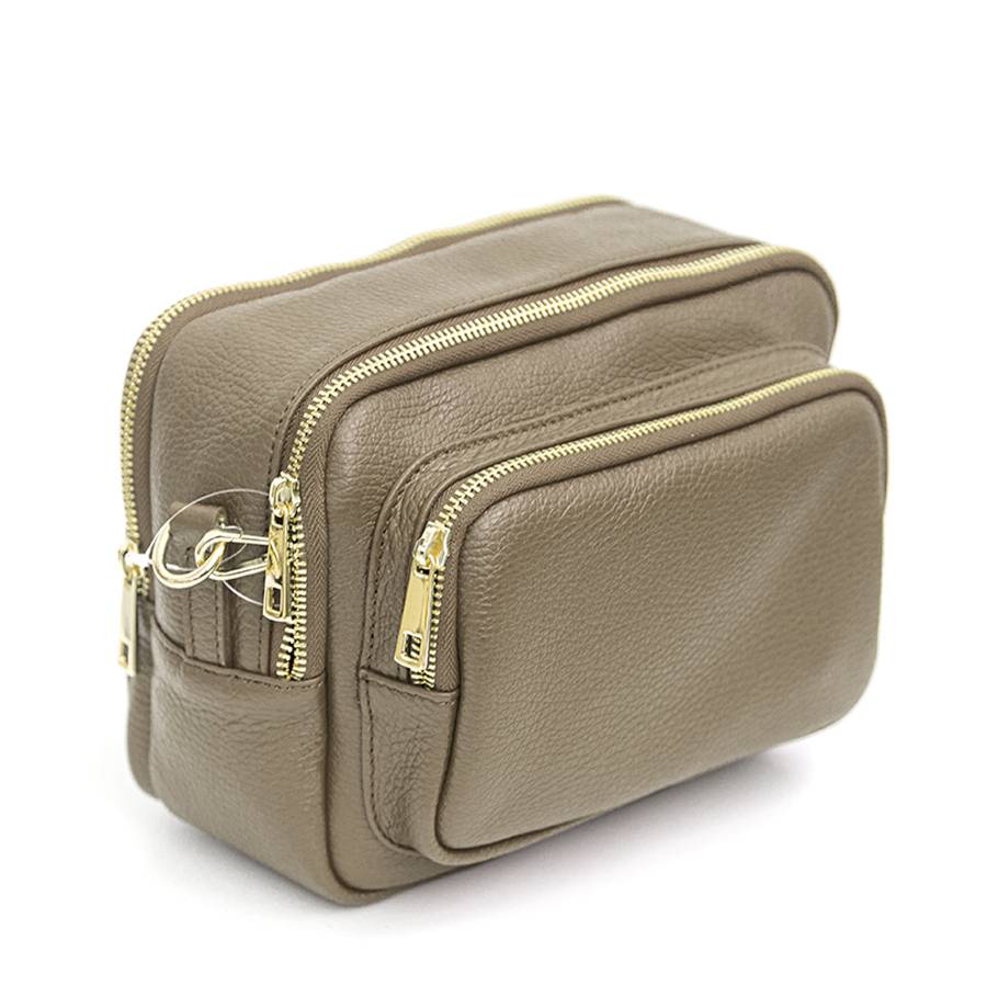 Laura Di Maggio SAPONETTA OVER – Borsa a tracolla in pelle dollaro taupe Italy