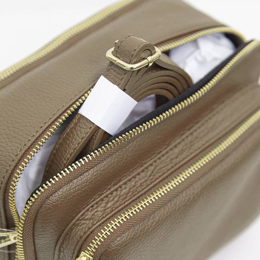 Laura Di Maggio SAPONETTA OVER – Borsa a tracolla in pelle dollaro taupe Italy