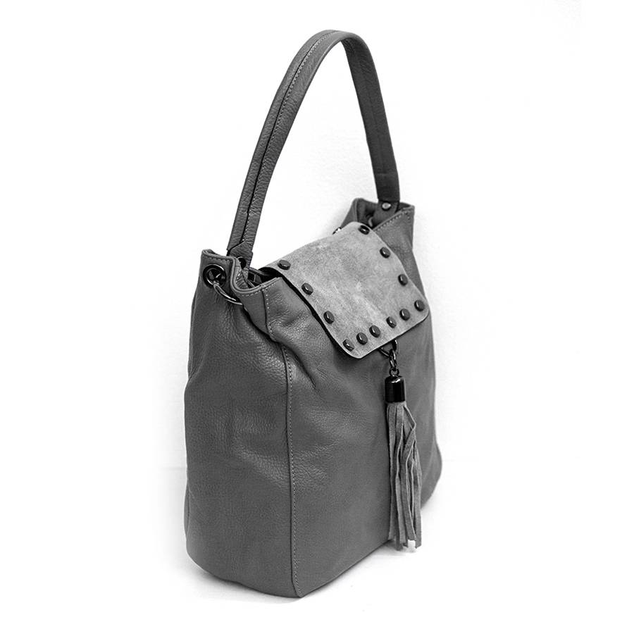 Laura Di Maggio ISIDORA – Borsa in pelle dollaro + camoscio antracite Italia