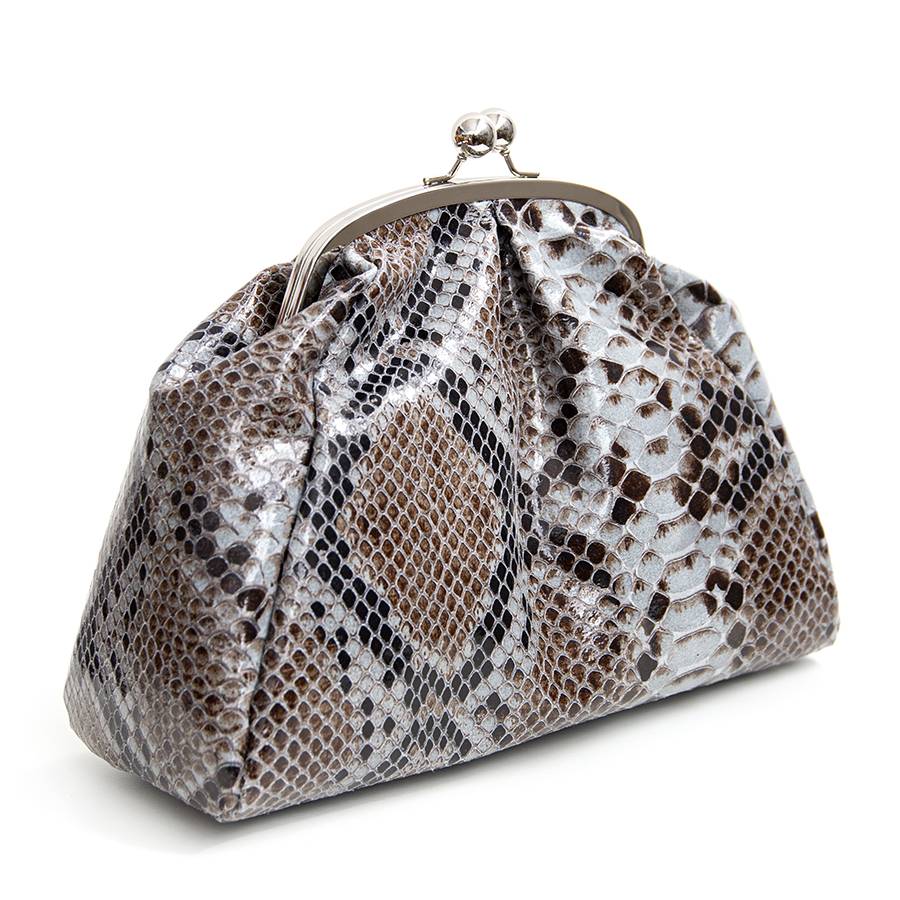 Laura Di Maggio CLUTCH – borsello in pelle stampa pitone azzurro Nuovo