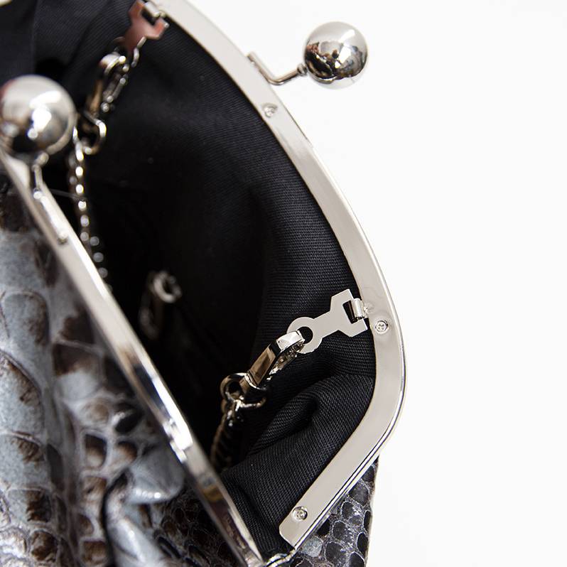 Laura Di Maggio CLUTCH – borsello in pelle stampa pitone azzurro Nuovo