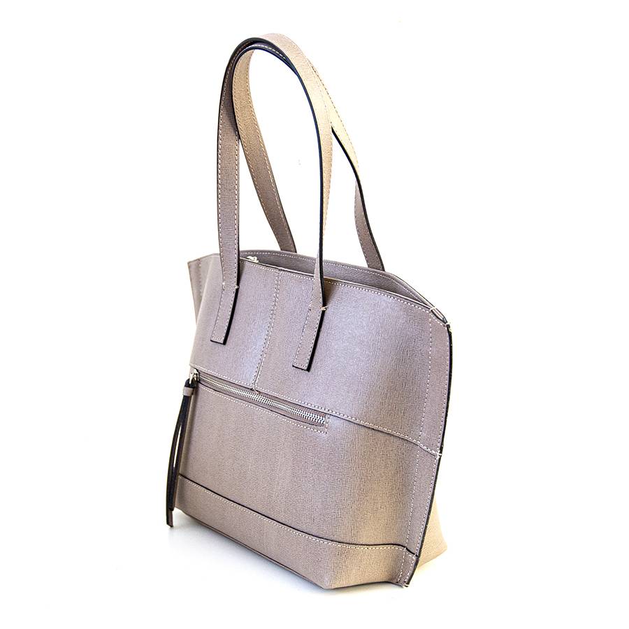 Laura Di Maggio SIMONA – Shopper in pelle saffiano taupe Consegna Veloce