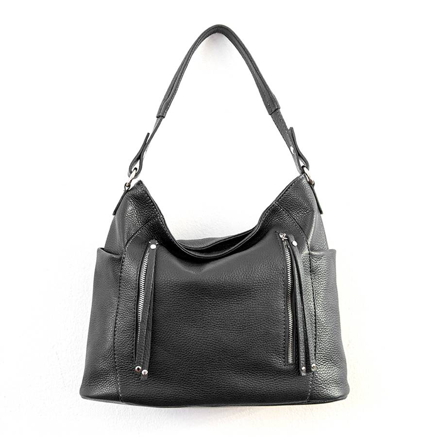 Laura Di Maggio ZIPPY – sacca in pelle con zip nera