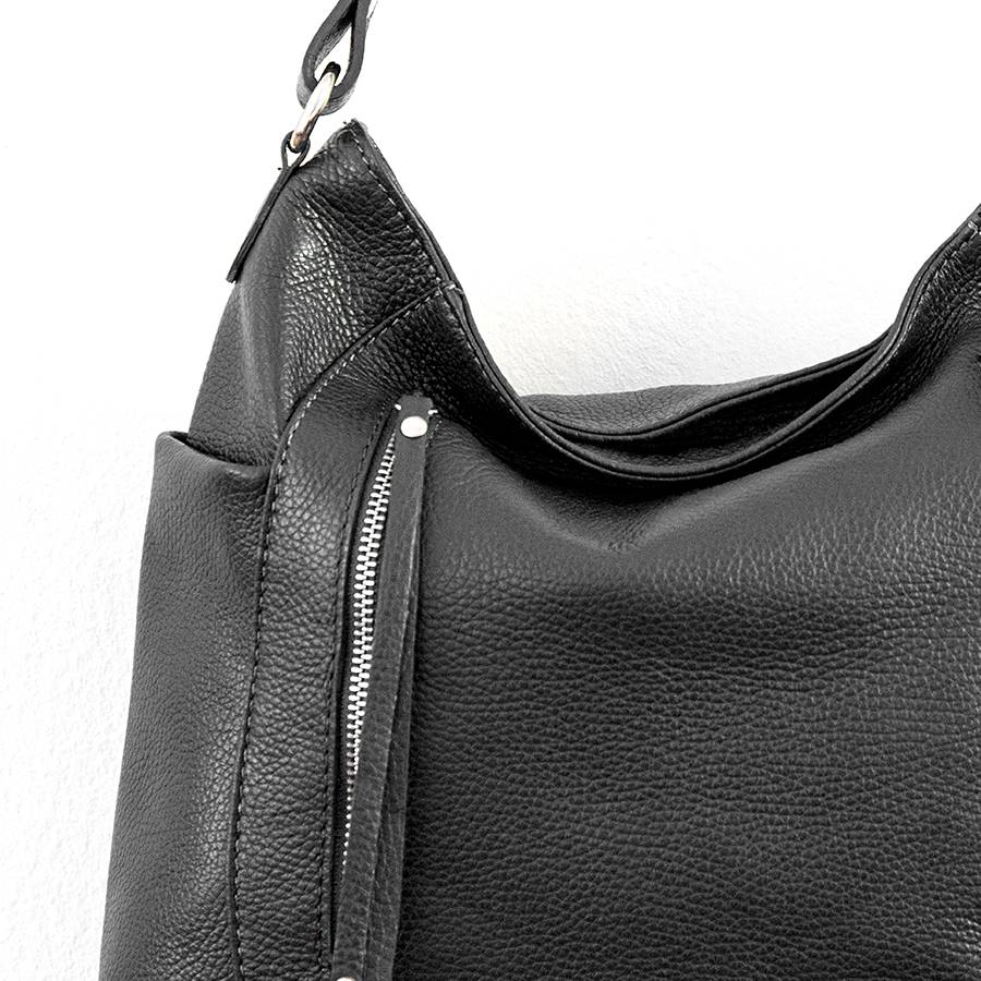 Laura Di Maggio ZIPPY – sacca in pelle con zip nera Sottocosto