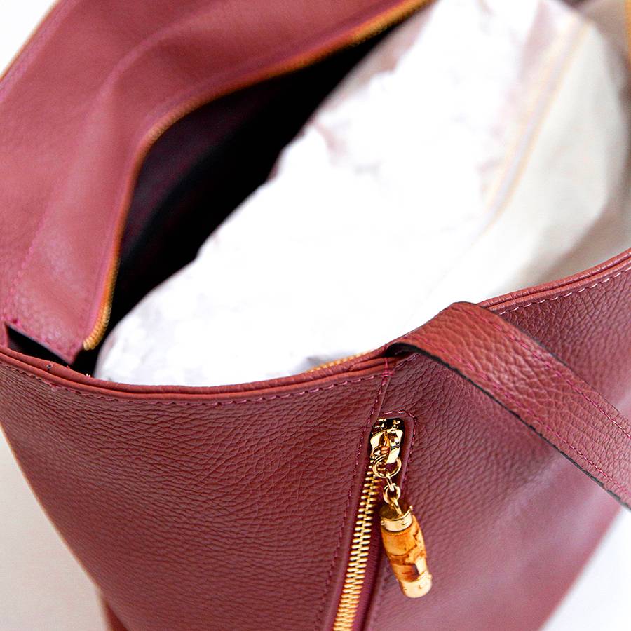 Laura Di Maggio BAMBU’ SHOPPER – Borsa in pelle rossa In Vendita