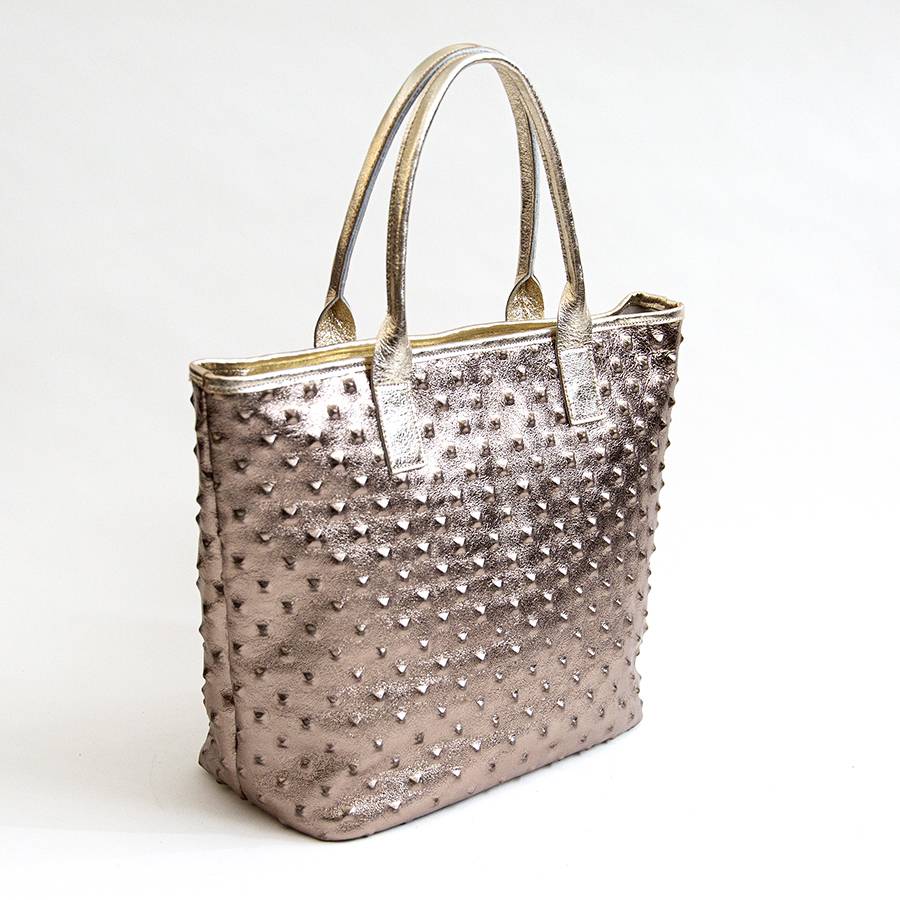 Laura Di Maggio ALTEA – shopping in pelle stampa chiodo bronzo Promozione Limitata