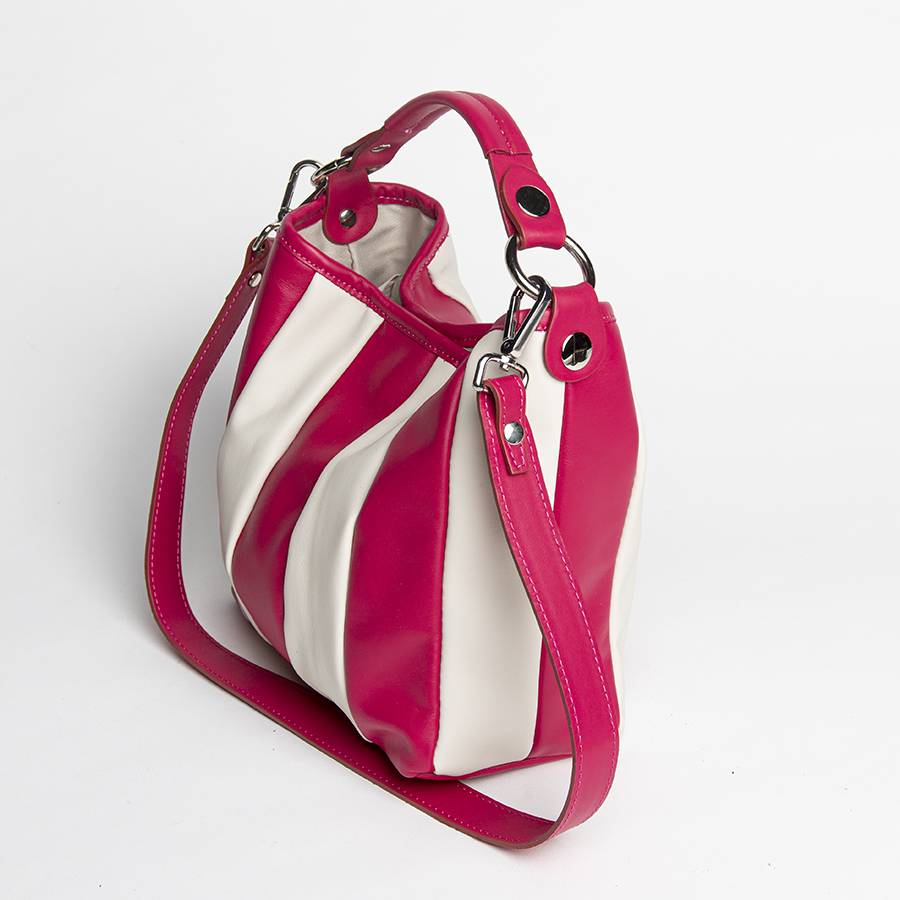 Laura Di Maggio TESSA MINI – Secchiello in pelle nappa trapuntata azalea In Saldo