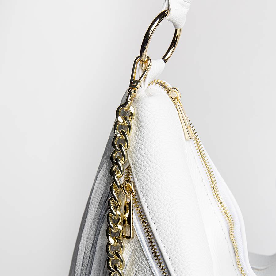 Laura Di Maggio HAIDA – Maxi sacca con frange in pelle bianca Moda