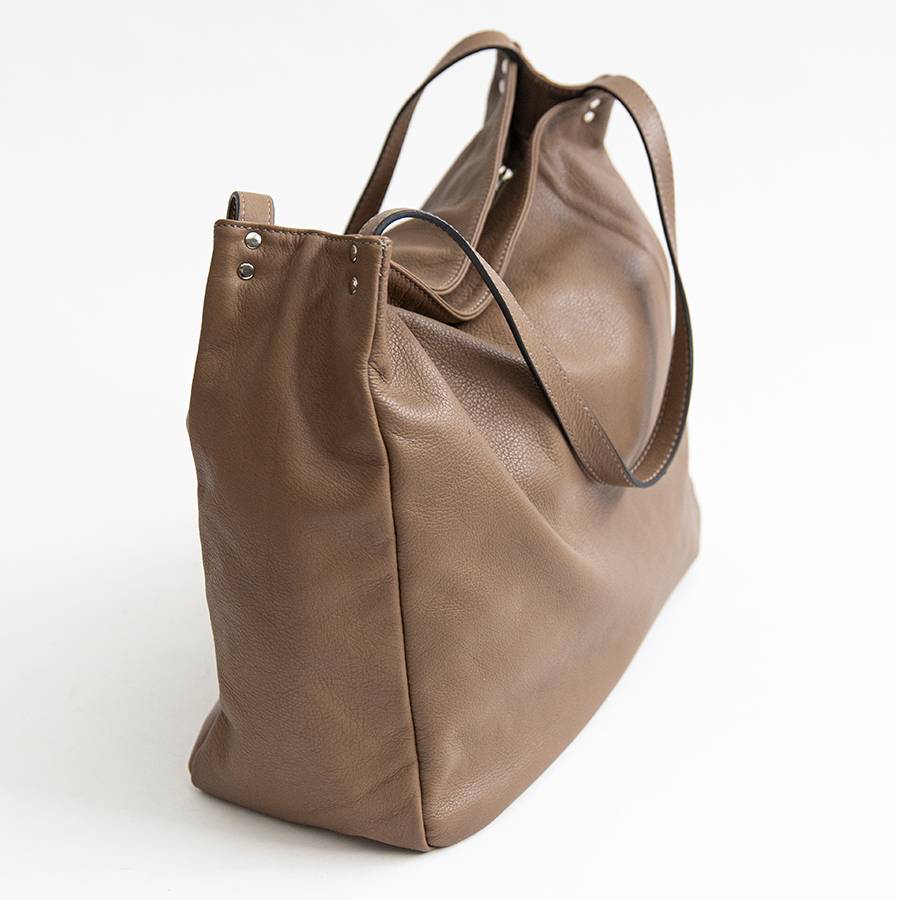 Laura Di Maggio AMBROSIA – shopping in pelle nappa taupe Promozione Limitata