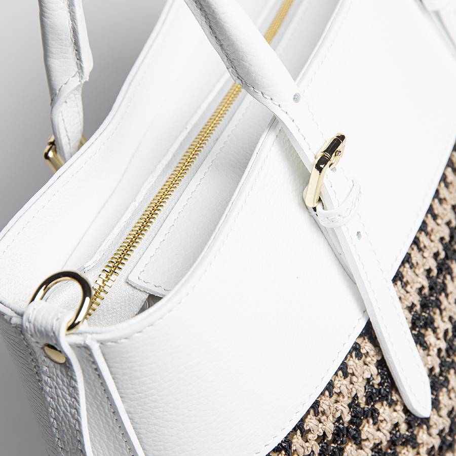 Laura Di Maggio RAFFA – Shopping in pelle bianca e rafia Hotsell