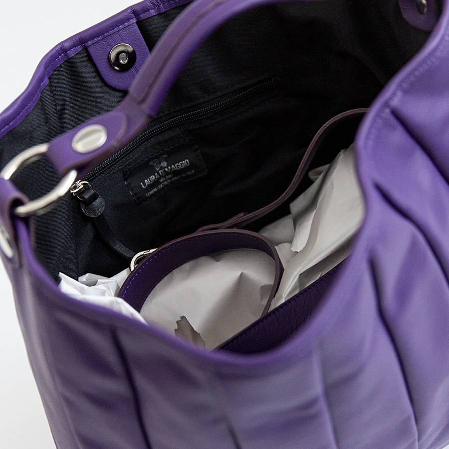 Laura Di Maggio TESSA SMALL – Sacca in pelle nappa trapuntata viola Vendite Flash