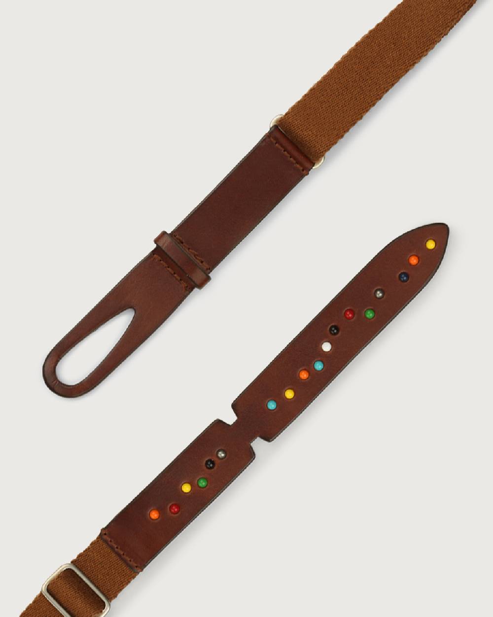 Orciani Cintura Nobuckle Kids Point Color in cuoio e tessuto con micro-borchie Sottocosto