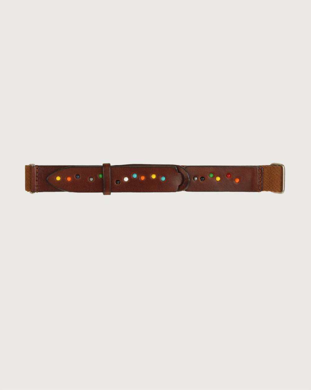 Orciani Cintura Nobuckle Kids Point Color in cuoio e tessuto con micro-borchie Sottocosto