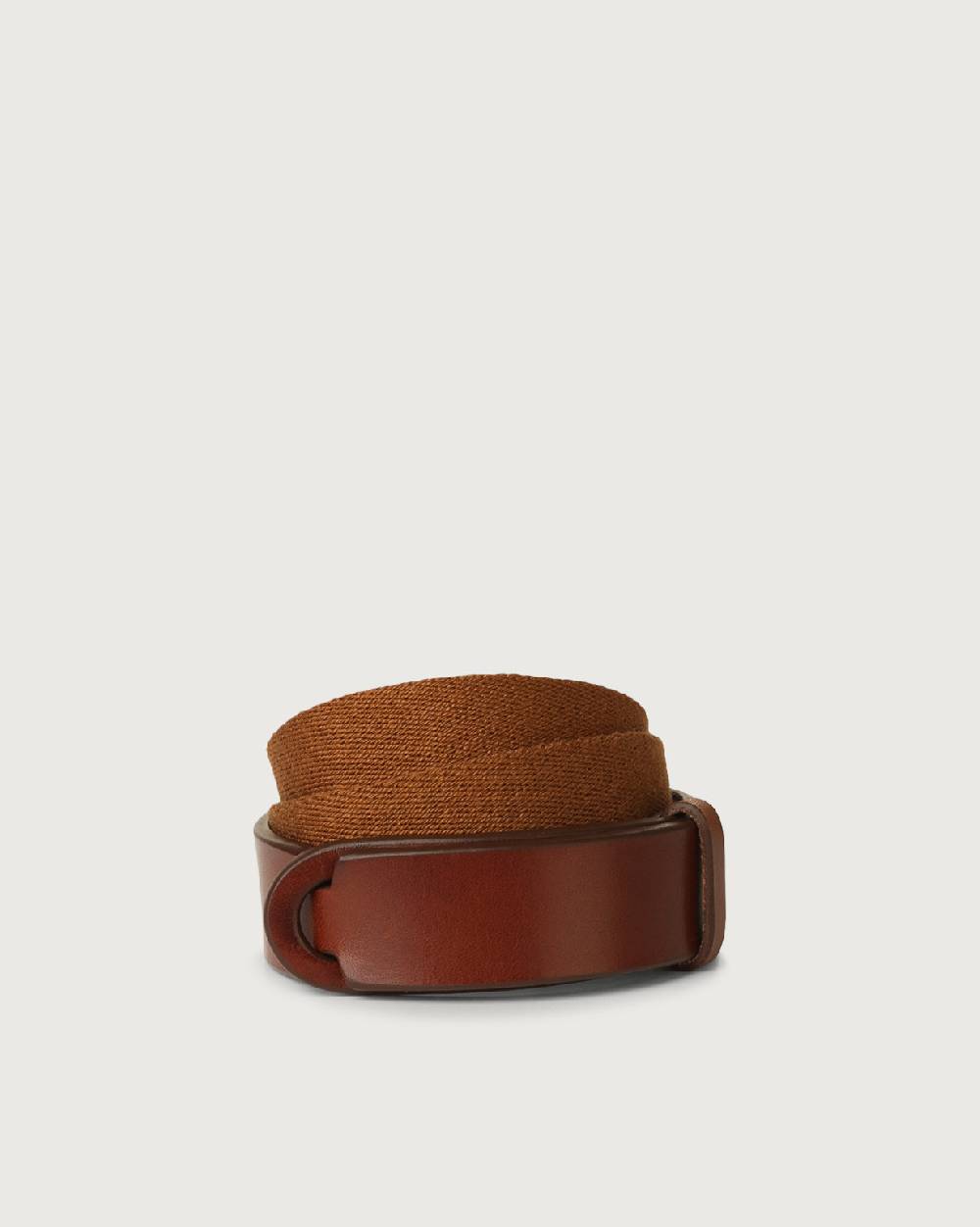 Orciani Cintura Nobuckle Kids Bull in cuoio e tessuto