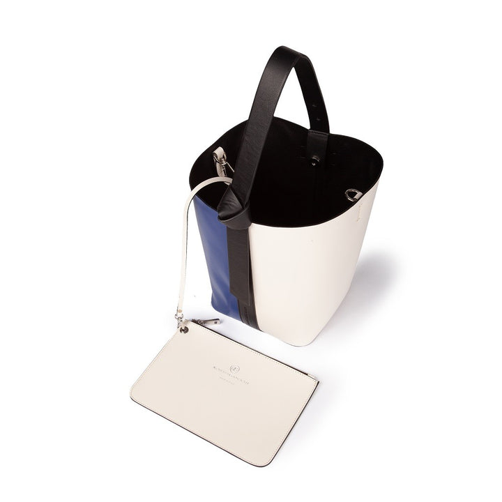 Roberta Gandolfi Cinzia Bucket medium medium in pelle bicolor con tracolla staccabile Sottocosto