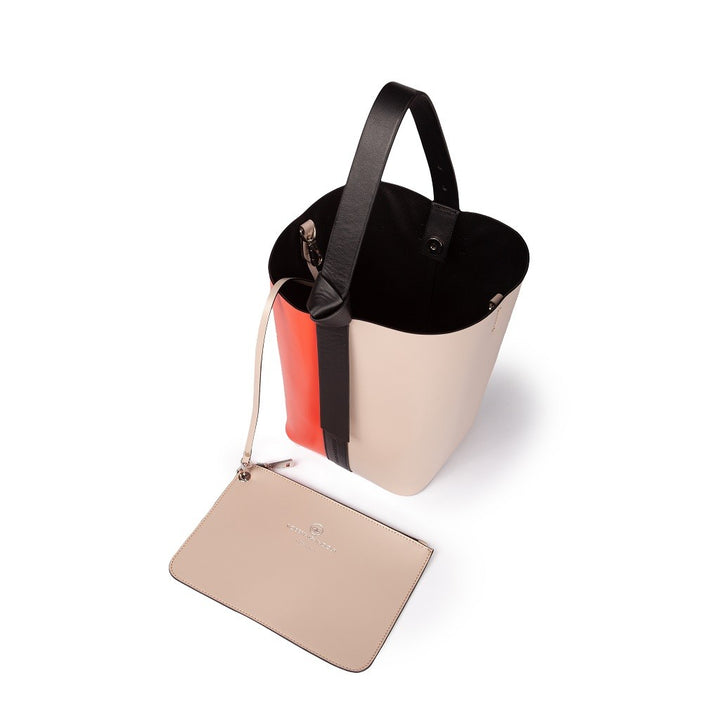 Roberta Gandolfi Cinzia Bucket medium in pelle bicolor con tracolla staccabile Spedizione Gratuita