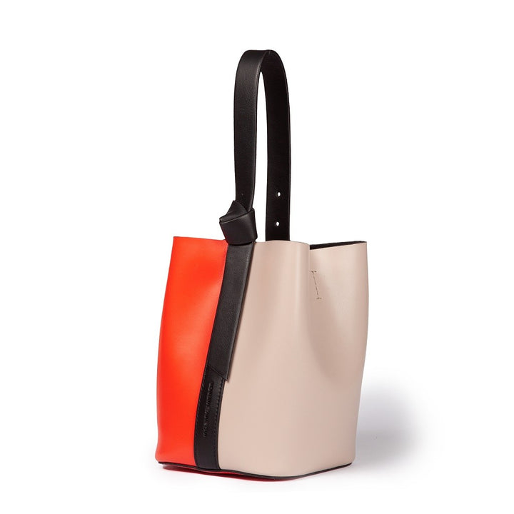 Roberta Gandolfi Cinzia Bucket small in pelle bicolor con tracolla staccabile Novità