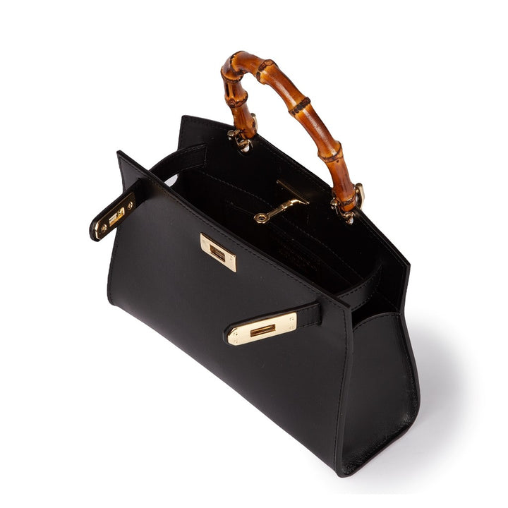 Roberta Gandolfi Lola small borsa in pelle con manico in vero legno di bambù e tracolla staccabile Hotsell